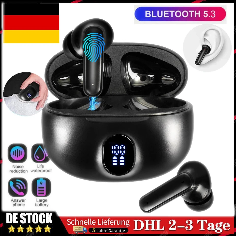 SELECTID Bluetooth Kopfhörer 9D TWS 5.3 Touch Control In-Ear Wireless Headset Ohrhörer