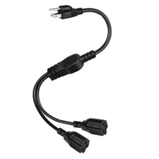 3-Prong Y Splitter Power Extension Cord 1.6FT 16AWG 10A/1250W NEMA 5-15P to