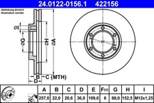 2x ATE Bremsscheibe 24.0122-0156.1 für OPEL ISUZU FRONTERA TF0 CAMPO TF1 U92 UBS