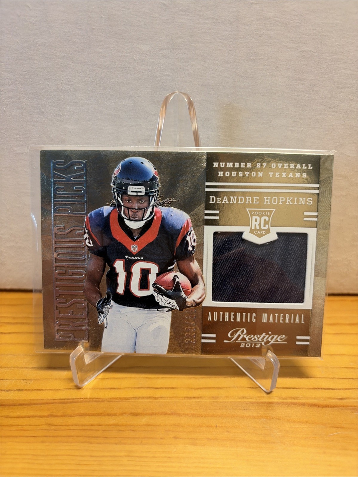 DeAndre Hopkins Panini Prestige Prestigious Picks #3 Material Gold