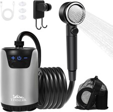 8000mAh Portable Camping Shower Pump w/ LED Display 10-Speed 4 Spray Modes, Grey