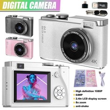 2026 Digital Camera HD 1080P 64MP 2.4'' LCD Display Screen 8X Zoom Anti-Shake UK