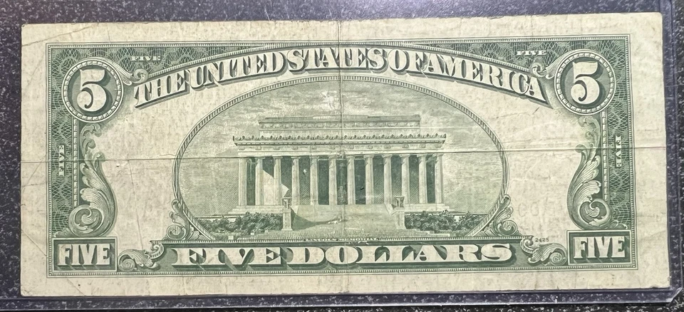 Número de série extravagante 7 Zero Seven Of A Kind nota rara de US$ 5 B00060000F 1950 série D - Imagem 2 de 2