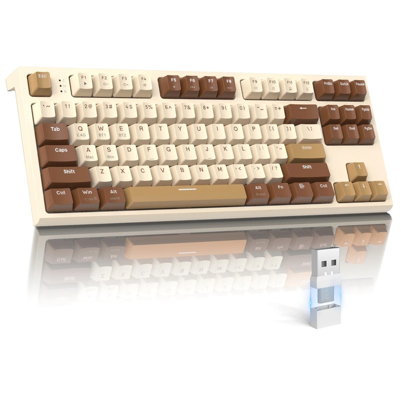 M88 Wireless Mechanical Gaming Keyboard TKL 87 Keys Creamy Keyboard Dual Mode BT
