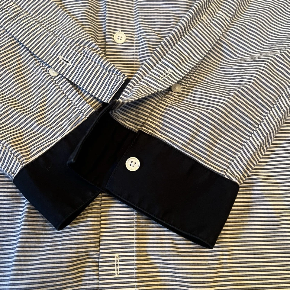 Armani Exchange Mens Shirt Slim Fit Cotton Blue.   Note Measurements In Photos - Image 3 of 4