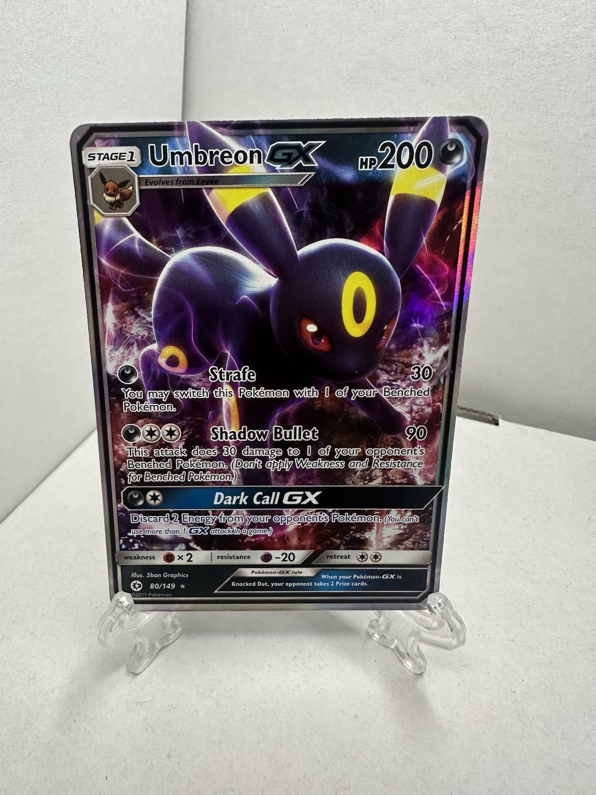 Umbreon GX 80/149 Ultra Rare Holo Pokemon Card Sun & Moon Base Set Near Mint NM