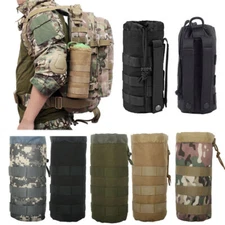 Tactical Molle Water Bottle Bag Military Belt Holder Drawstring Kettle Pouch US