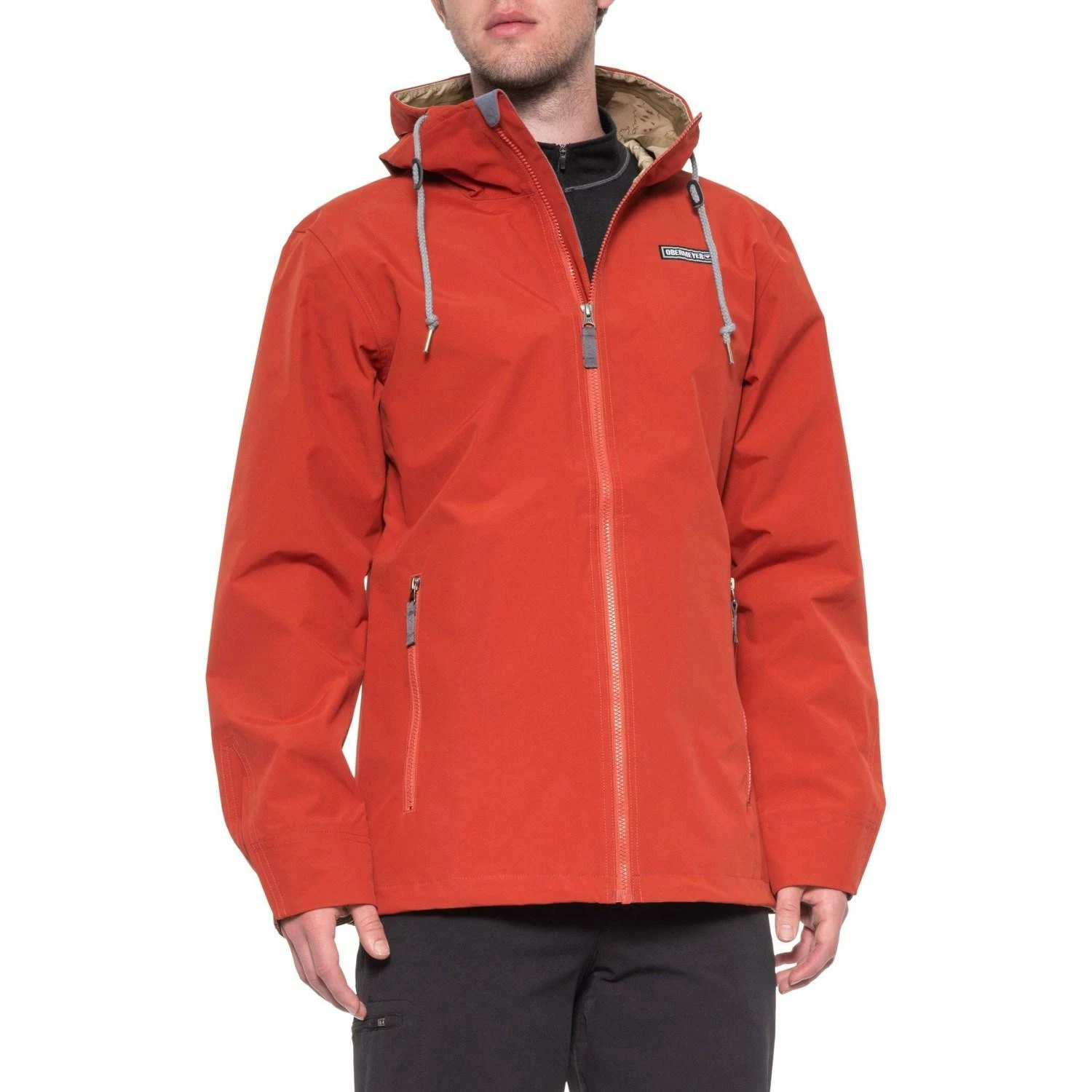 NWT MEN'S OBERMEYER no 4 HOODED SHELL JACKET RAWHIDE RED SMALL $199