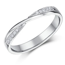 9ct White Gold Crossover Diamond Wedding Ring