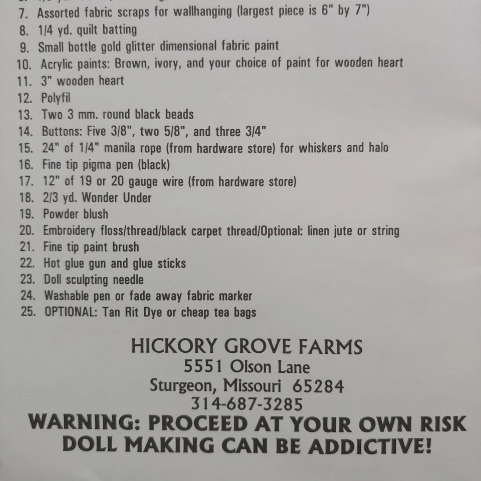 Angel Rabbit Doll Sewing Pattern - 19" vtg 1990s Country Primitive Bunny Easter - Image 4 of 4