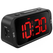 Digital Dual Alarm Clock for Bedroom, Easy to Set, 0-100% Black - Red Led