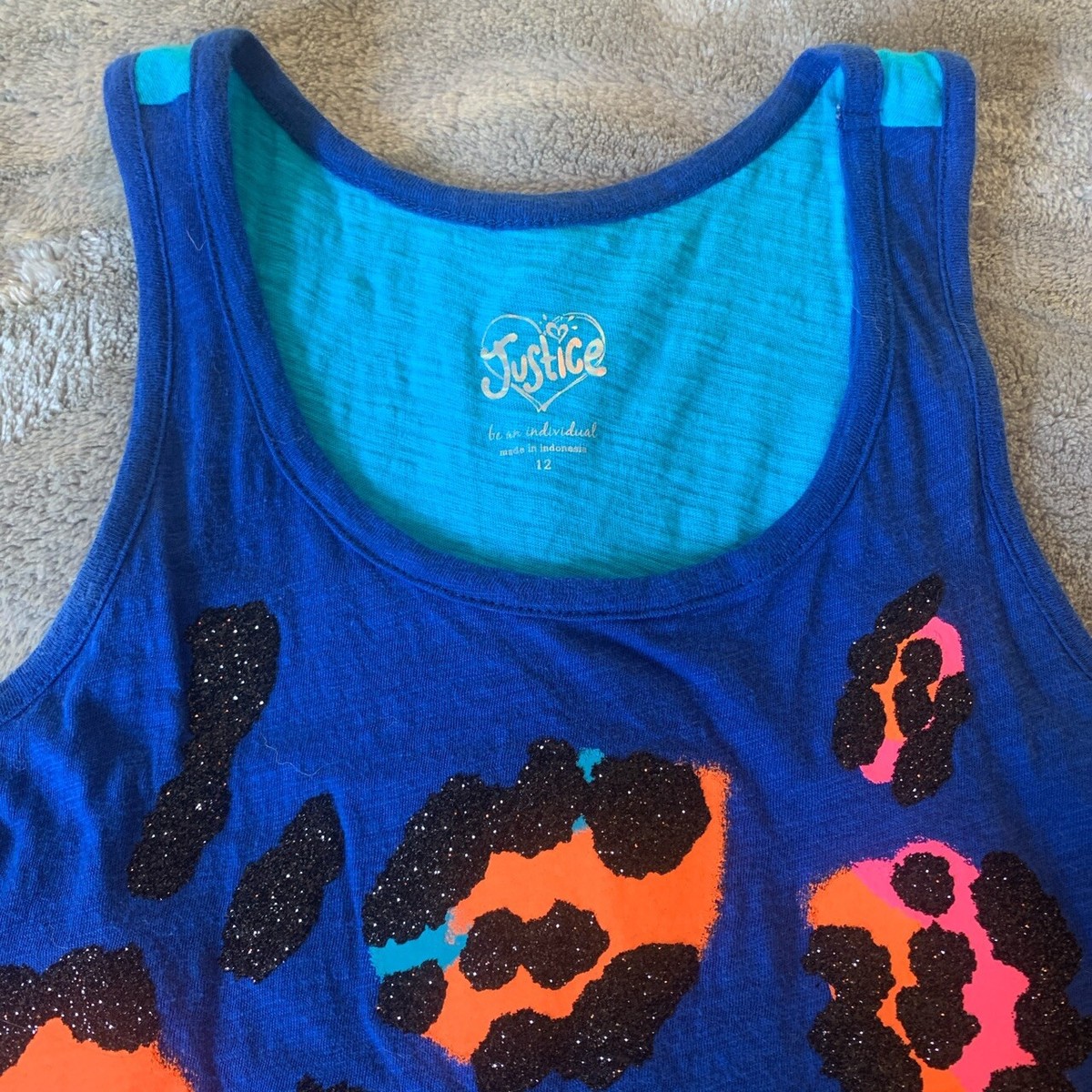blue leopard print tank top
