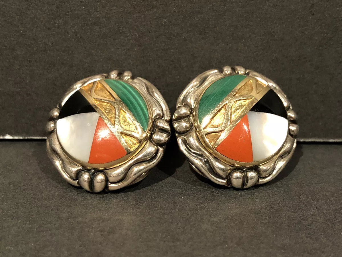 Asch Grossbardt Earrings Sterling Silver 18K Round Earrings