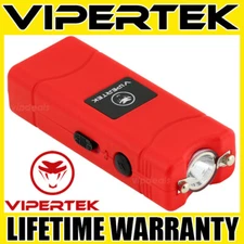 VIPERTEK Stun Gun Micro Mini RED VTS-881 390 BV Rechargeable LED Flashlight