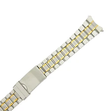 Tech Swiss MET342 Watch Band Link Metal 2-Tone Curved Ends Mens 20mm