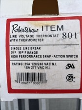 Robertshaw Line Voltage Thermostat 801 25A 12...