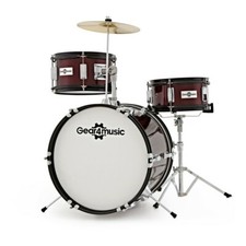 Junior 3 Piece Drum Kit by Gear4music Wine Red