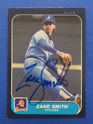 ZANE SMITH Signed 1986 Fleer #528 BRAVES-INDIANA STATE SYCAMORES