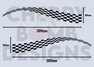 2x Universal Kurve Karierte Flagge Vinyl Aufkleber Grafik Auto Seitenaufkleber Racing