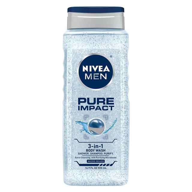 NIVEA Men PURE IMPACT 3in1 Purifying Shower Gel Body Wash 250ml 8.5 fl