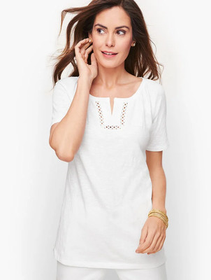 talbots split neck tee