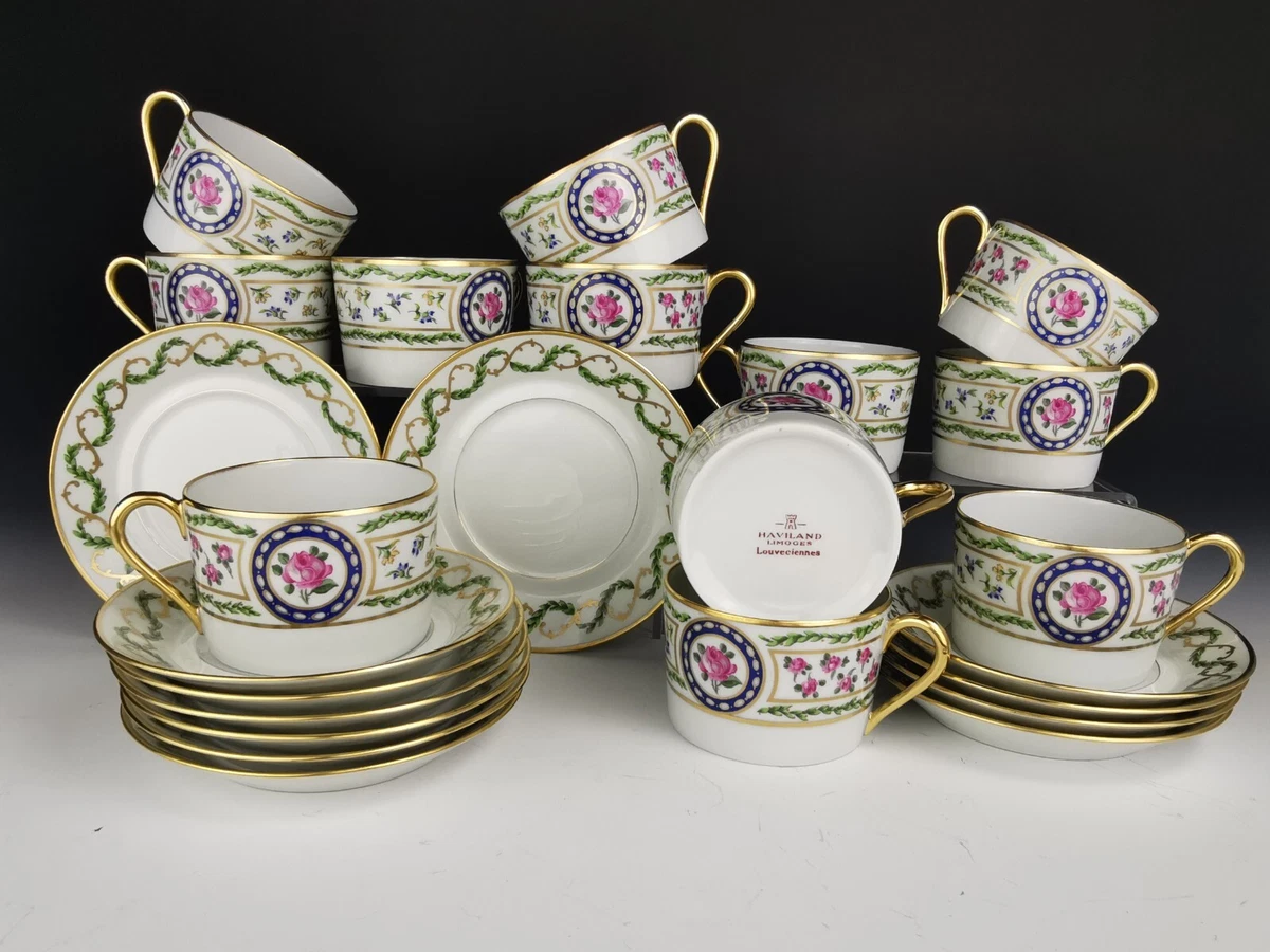 8 Assiettes Creuses Haviland Louveciennes à Aile - Porcelaine - ø 20cm - État Neuf