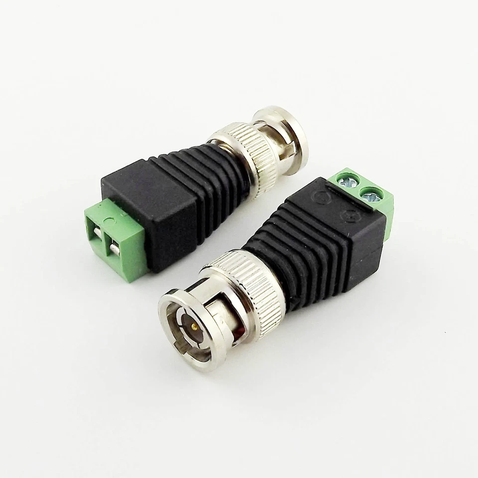 10pcs Coax CAT5 To CCTV Coaxial Camera BNC Male Plug Video Balun Screw Connector - Image 2 of 4