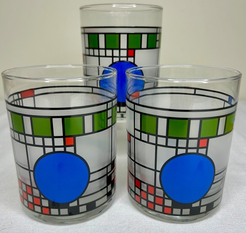 Set of 3 Frank Lloyd Wright Coonley Playhouse MOMA Tumbler Glasses