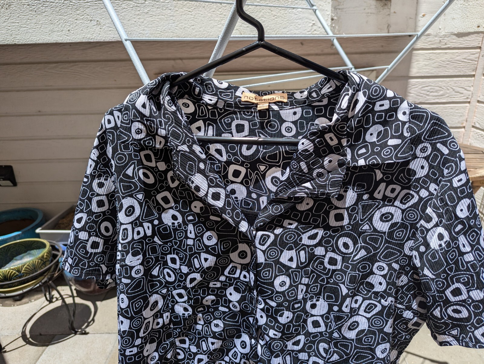 Abstract Pattern Black And White Button Down "Not… - image 3
