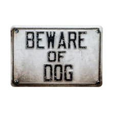 Distressed Beware of Dog Metal Sign Farmtruck
