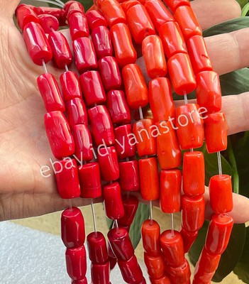 15-18mm Natürliche Rote Zylinder Koralle Edelstein Glatte Lose Perlen 15'' Strand