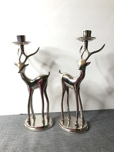 Bombay Company Silver Reindeer Candle Holders Christmas Table