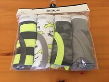 NWT Oshkosh Boys Brief Underwear 4pair/pack Neon Dinosaur, Gray, Camo,Stripe