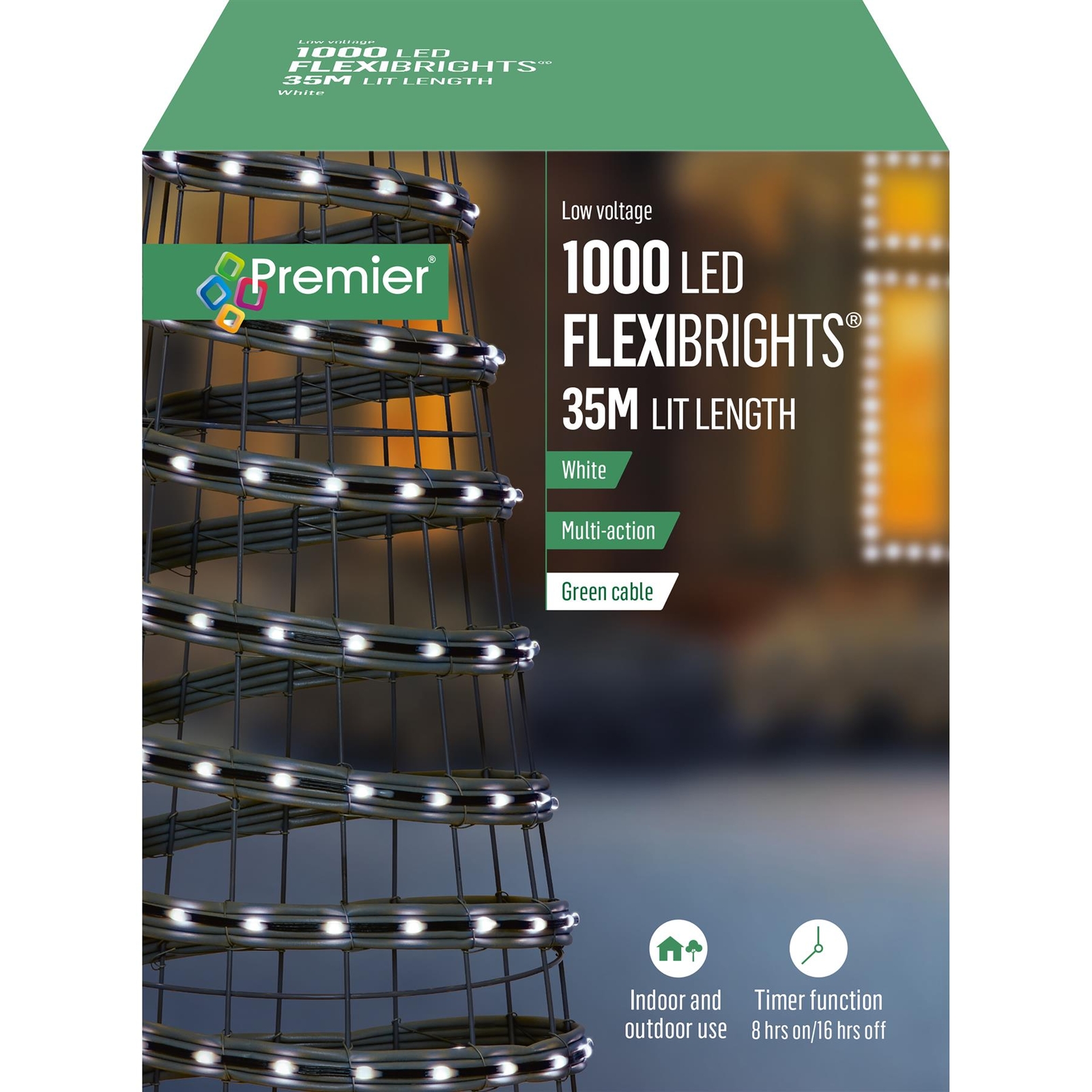 Christmas Lights White 1000 LED Light 35m Indoor Outdoor Timer FlexiBrights