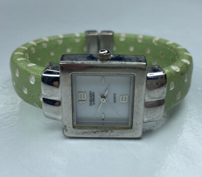 E Embassy Gruen Silver Green Polka Dot Cuff GEM1579 124 Japan Stainless Untested