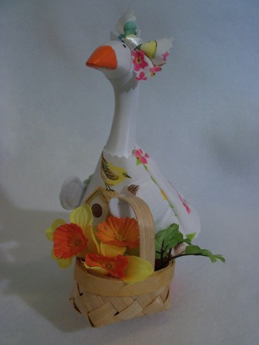 Abito e fiocco 7" scrivania casa uccellino d'oca stampa floreale vestito con cesto fiori - Foto 5 di 6