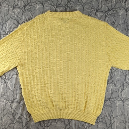 TOWNCRAFT Textured Sweater Men's XL Yellow Crew Neck Pullover Cotton Vintage USA - Picture 2 of 13
