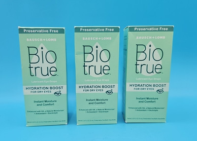 Biotrue Lubricant Eye Drops Hydration Boost for Dry Eyes Lot of 3 EXP 1/8/2027