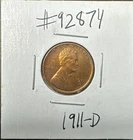 1911-D Lincoln Wheat Penny Cent ~ Uncirculated  ~ Key Date! ~