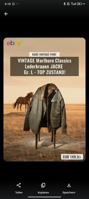 VINTAGE Marlboro Classics Jacke | Gr. M (fällt aus wie L) | Lederkragen | TOP