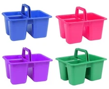Kids Arts & Crafts Small Plastic Caddies with Handles, 3 Compartments, Assort...