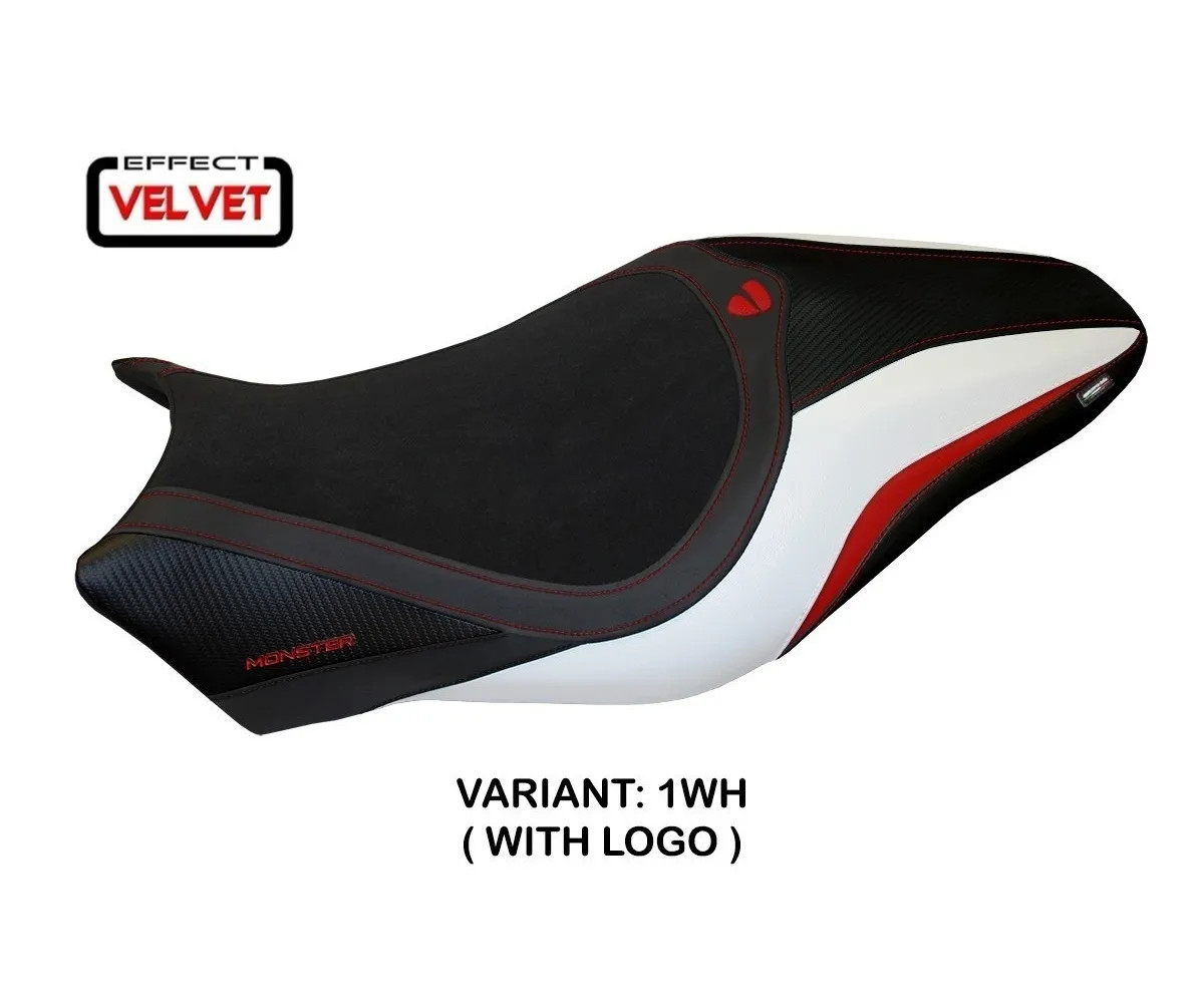 Seat saddle cover Valencia Velvet White TPZ DUCATI MONSTER 821 2017 2020 Ky