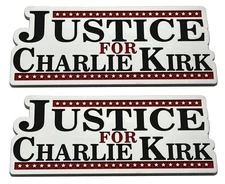 2pcs Justice for Charlie Kirk Sticker Emblem Badges Sticker Decal Black Chrome
