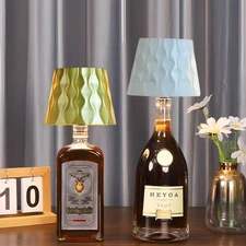 LED Wine Bottle Lamp 3-Color Wireless Table Touch Control USB Rechargeable