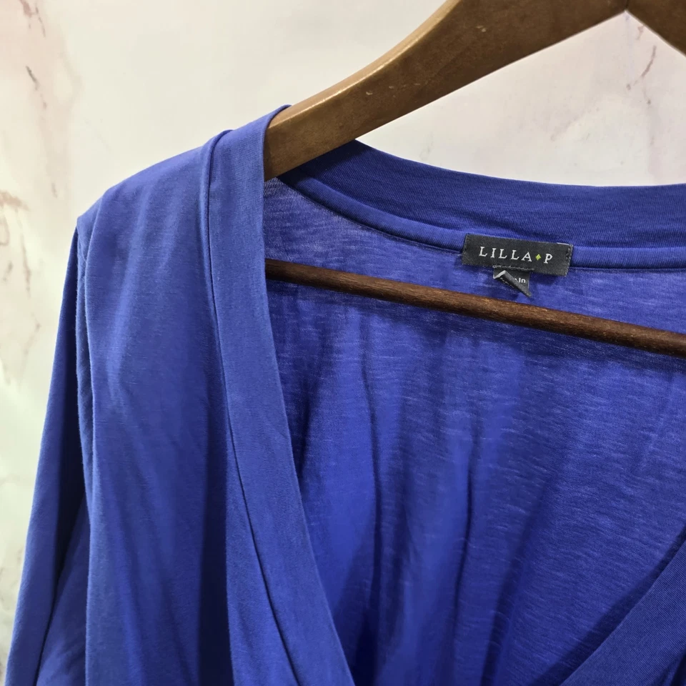 Рубашка женская Anthropologie большая фиолетовая футболка собранная в рюш V с искусственным запахом Lilla P Surplice - Изображение 2 из 4