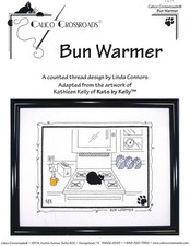 Calico Crossroads BUN WARMER Kats by Kelly Cross Stitch Leaflet ONLY ~ black cat