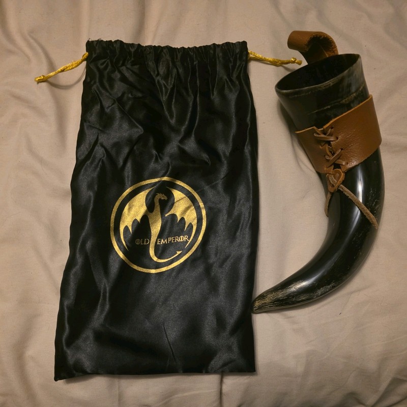 OLDEMPEROR Viking Drinking Horn - 12 Inch with Leather Holster | Handmade Bee...