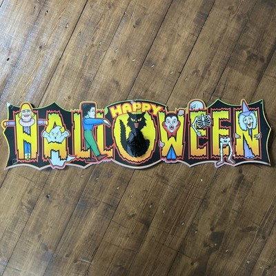 Vintage Beistle Happy Halloween Banner Die Cut Retro 1988 USA