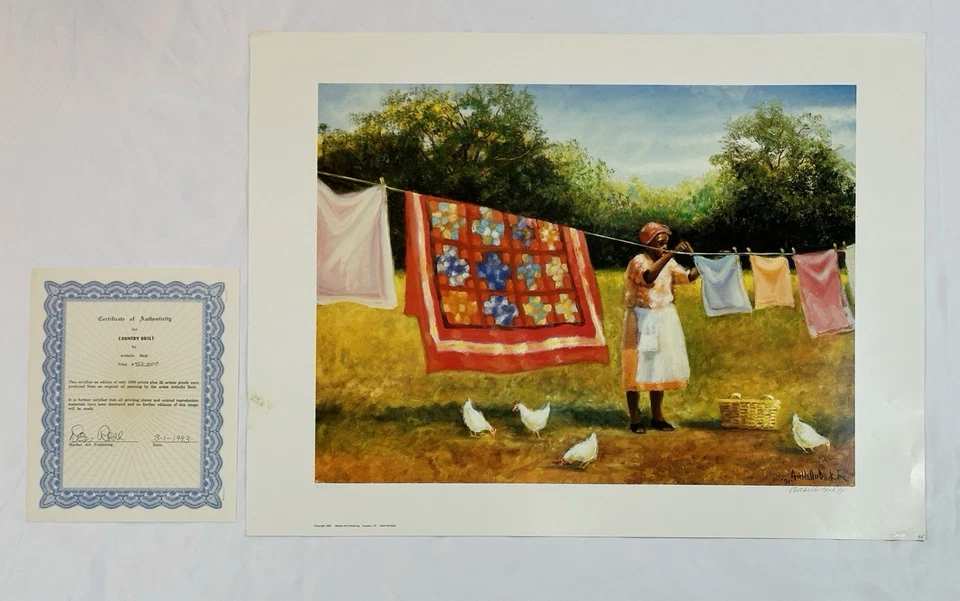 Country Quilt Arthello Beck Jr 签名限量版 453/1000 带真品证明 — 第 2/4 张图片