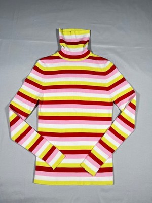 La Ligne New York Damen Rollkragenpullover Gestreift Bunt Baumwolle Gr. M Neu